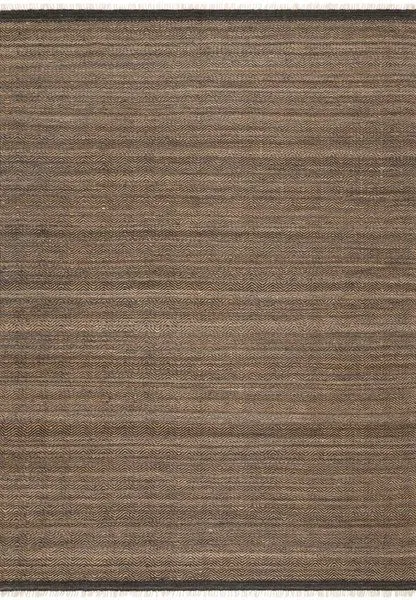 Omen Mocha Rug with hand-woven jute, wool, and cotton featuring subtle chevron waves in neutral brown tones