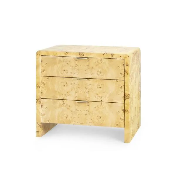 Product Image 1 for Emil 3-drawer Burl Wood Side Table from Villa & House