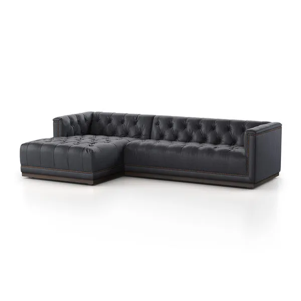 Product Image 1 for Maxx Leather 2-Piece 109" Left Chaise Sectional - Antique Black from Four Hands
