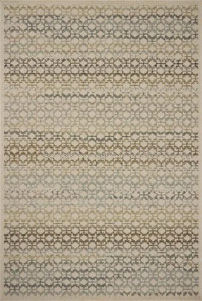 Saylor Mosaic Field Rug with muted earth tones and geometric mosaic patterns in beige, gray, and olive green