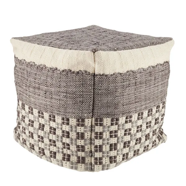 Product Image 2 for Seaton Indoor/ Outdoor Geometric Gray/ Cream Cube Pouf from Jaipur