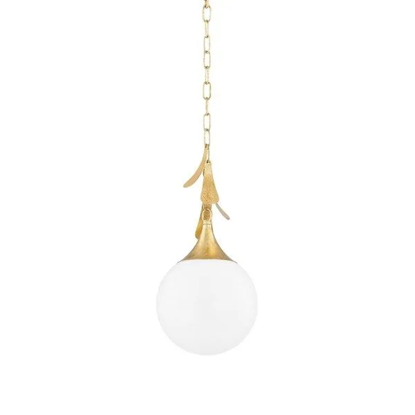 Product Image 1 for Victoria 1-Light Modern Decorative Vintage Gold Leaf Small Pendant from Mitzi
