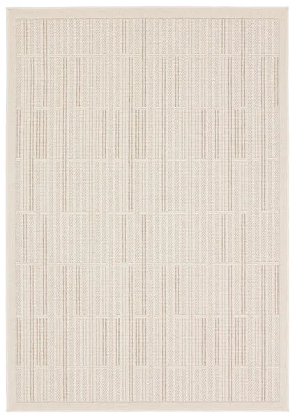 Quantum indoor outdoor rug with cream and beige striped linear pattern in 4 by 6 feet size