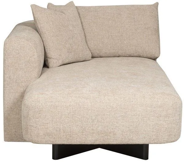 Lola Modular Sectional Left Arm Chaise in Jasper Pebble fabric with rounded silhouette and extended chaise on black base
