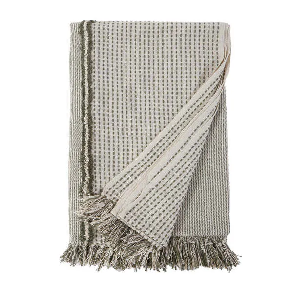 Product Image 1 for Jagger Oversized Striped Throw Blanket  - Ivory /  Moss from Pom Pom at Home
