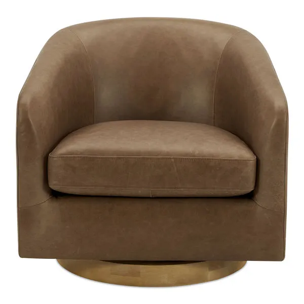 Oscy swivel chair in deep blue with softly textured fabric and rounded floating base