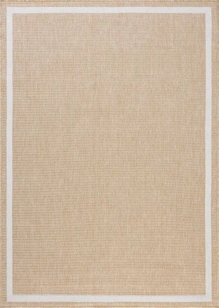 Easton Wheat Ivory reversible indoor outdoor rug with a wheat color center and ivory border, flat woven polypropylene