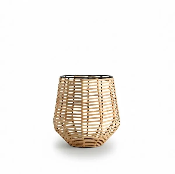 Product Image 1 for Natural Iron & Bamboo Round Lantern Dia 8.5" from BIDKHome