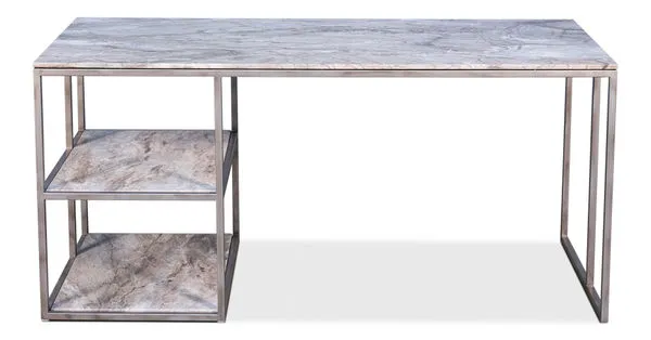 Product Image 1 for Open Desk With Shelves  Marble Top from Sarreid Ltd.