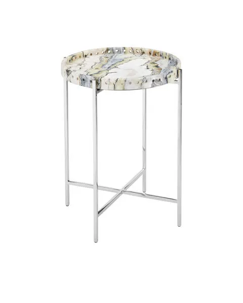 Product Image 1 for Freya Floral Jade Marble Accent Table from Currey & Company