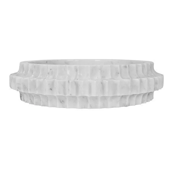 Product Image 1 for Round Marble Tray With Carved Edges from Worlds Away
