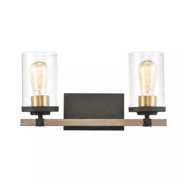 Product Image 2 for Geringer 2 Light Vanity Light In Charcoal And Beechwood from Elk Lighting