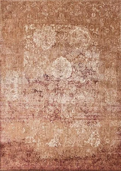Anastasia Copper Ivory Rug with ornate distressed traditional patterns in warm copper and ivory hues