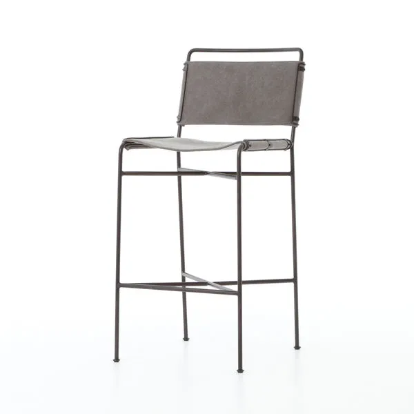 Product Image 2 for Wharton Bar Stool Stonewash Grey Canvas Or Distressed Brown from Four Hands