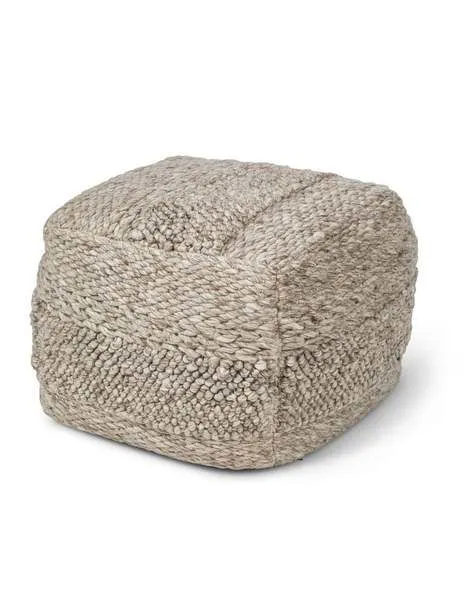 Product Image 5 for Handwoven Textured Taupe Pouf from Anaya Home