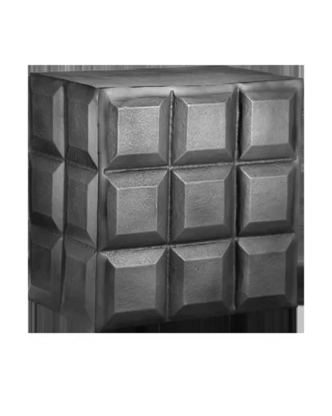 Black nickel cast aluminum Bower Side Table with brutalist square column pattern and stippled matte finish