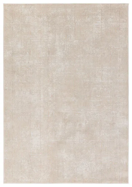 Ottavia geometric rug with abstract light gray, beige, and cream pattern and subtle distressed hues