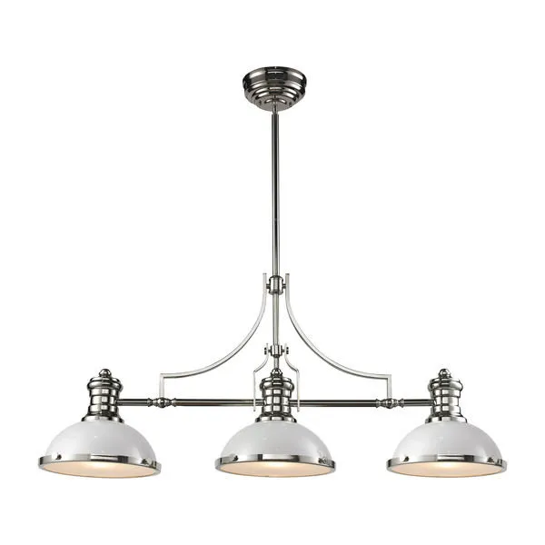 Product Image 1 for Chadwick 3 Light Island In Gloss White/Polished Nickel from Elk Lighting