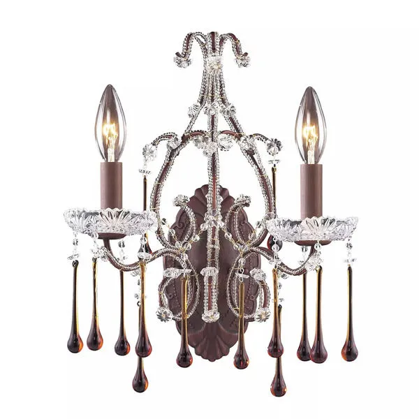 Product Image 1 for 2 Light Wall Bracket In Rust  And Amber Crystal from Elk Lighting