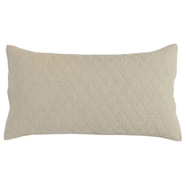 rectangular beige cotton sham with textured diamond pattern and soft prewashed cotton fabric