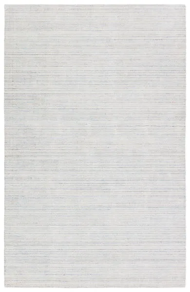 Mona Handmade Rug with subtle cream and gray striped design and hints of black, 8 by 10 feet.