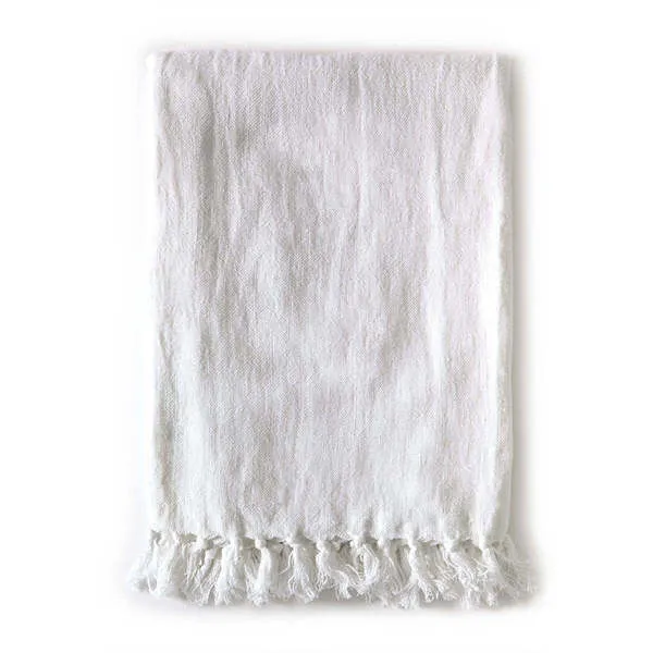 Product Image 1 for Montauk Linen King Blanket - White from Pom Pom at Home