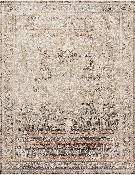 Theia Taupe / Brick Rug with subtle pile height variation in taupe, brick, and neutral tones