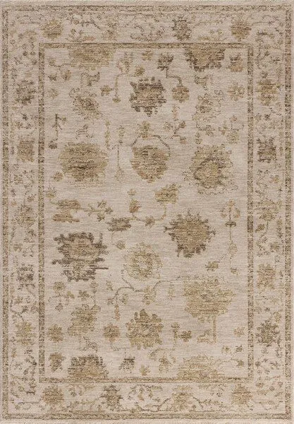 Willa Fog Natural Rug with traditional Turkish motifs in sand and pale sky tones, rectangular shape