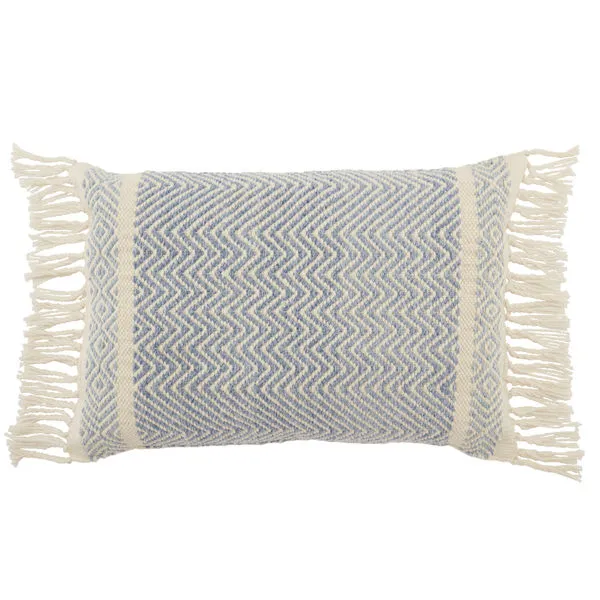 Product Image 3 for Iker Indoor/ Outdoor Light Blue/ Ivory Chevron Lumbar Pillow from Jaipur
