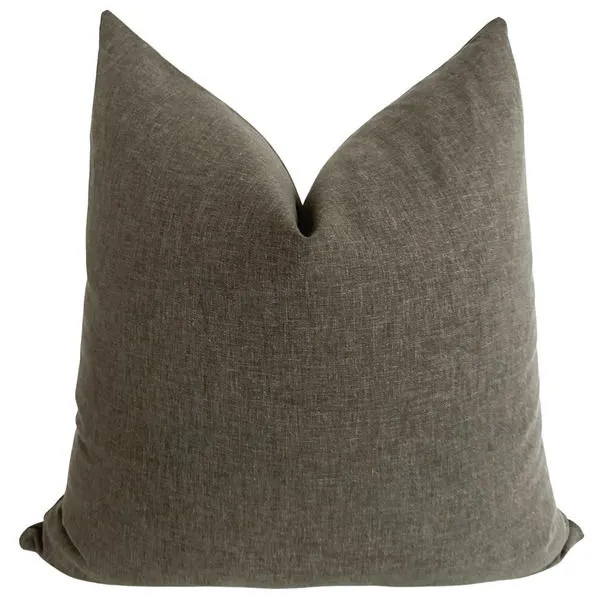 Square Liman Espresso pillow with warm woven espresso brown fibers and soft texture