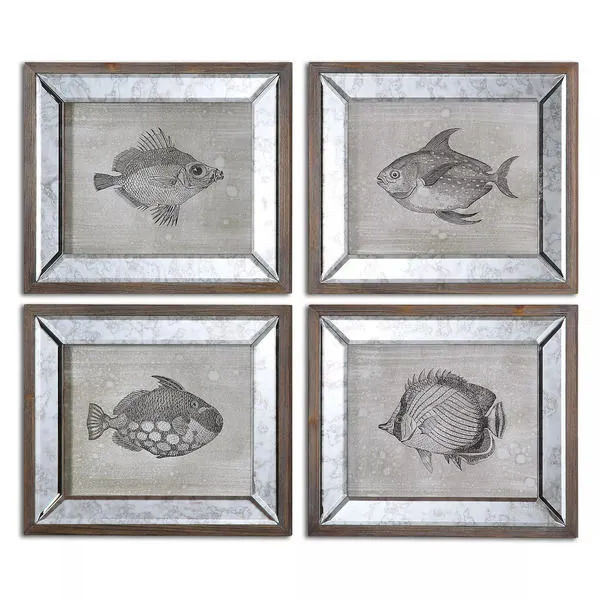 Product Image 2 for Uttermost Mirrored Fish Framed Art S/4 from Uttermost