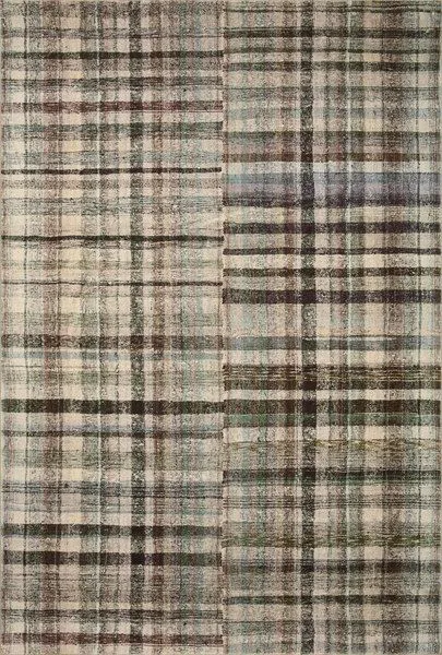 Humphrey Forest / Multi Rug with a blended striped plaid pattern in earth tones on plush CloudPile™ material
