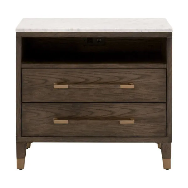 Product Image 1 for Cambria 2-Drawer Wood & Marble Nightstand from Essentials for Living