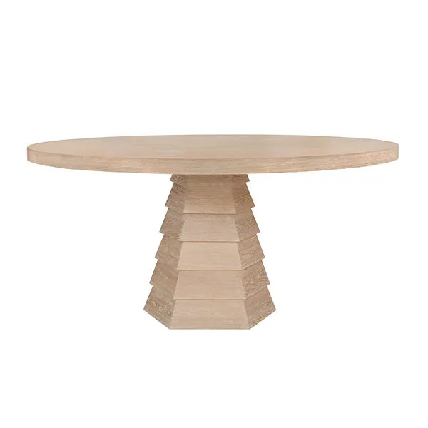 Product Image 1 for Hugo Tapering Hexagonal Base With Round Top Dining Table In Cerused Oak from Worlds Away