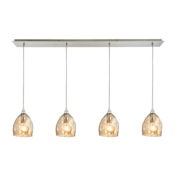 Product Image 1 for Niche 4 Light Pendant In Satin Nickel And Champagne Plated Glass from Elk Lighting