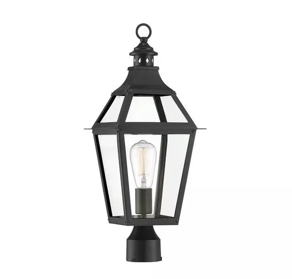 Product Image 2 for Jackson Black With Gold Highlighted 1 Light Outdoor Post Lantern from Savoy House 