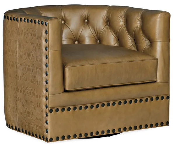 Product Image 3 for Lennox Tufted Leather Swivel Chair from Hooker Furniture