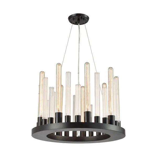 Product Image 1 for Glass Skyline 9 Light Chandelier In Oil Rubbed Bronze from Elk Lighting
