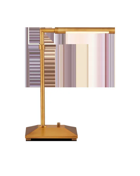 Antique brass metal Autrand Desk Lamp with tubular adjustable shade and square base with knob