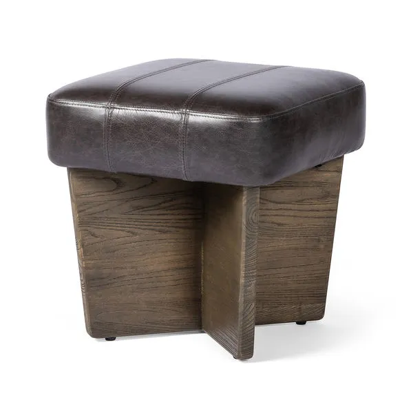 Product Image 1 for Chaz Small Leather Ottoman - Sonoma Black from Four Hands