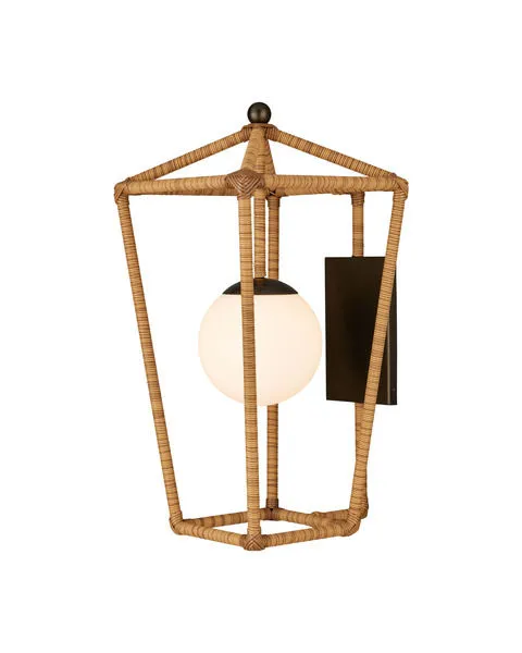 Product Image 1 for Denison Rattan Wrapped Outdoor Wall Sconce from Currey & Company