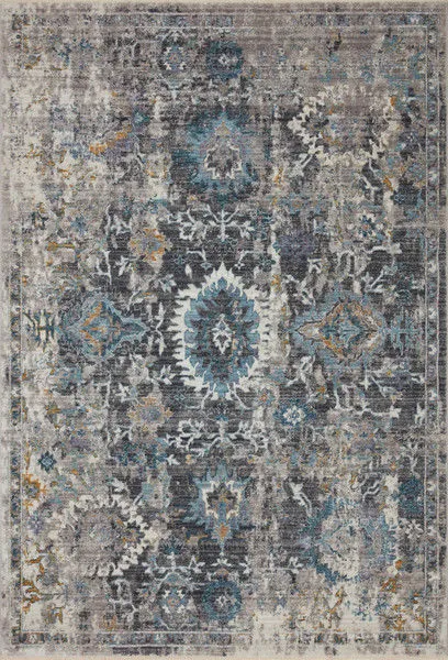 Flat lay view of entire rug revealing full traditional medallion and border pattern