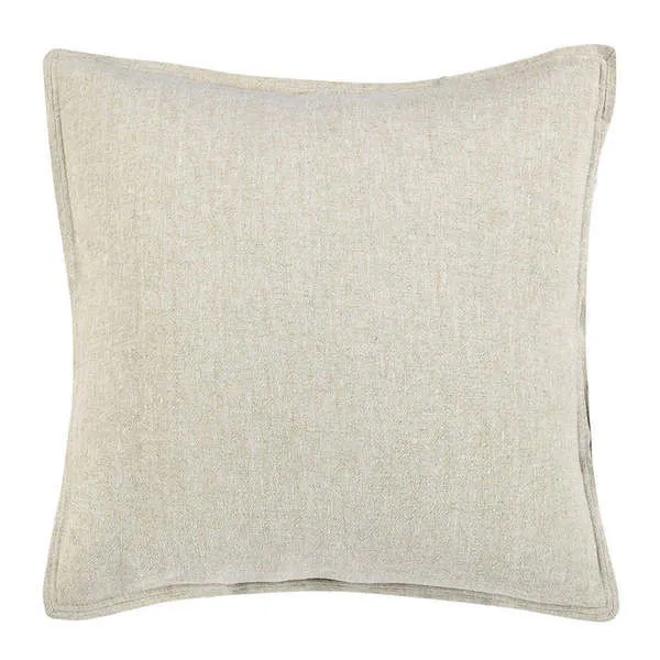 square natural cotton linen blend sham with soft texture and crisp mitered corners