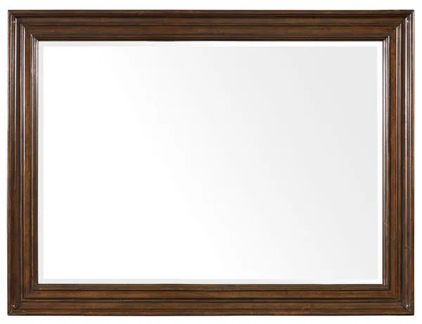 Leesburg Landscape Mirror with classic hardwood frame and cherry veneer in a dark brown finish, rectangular shape