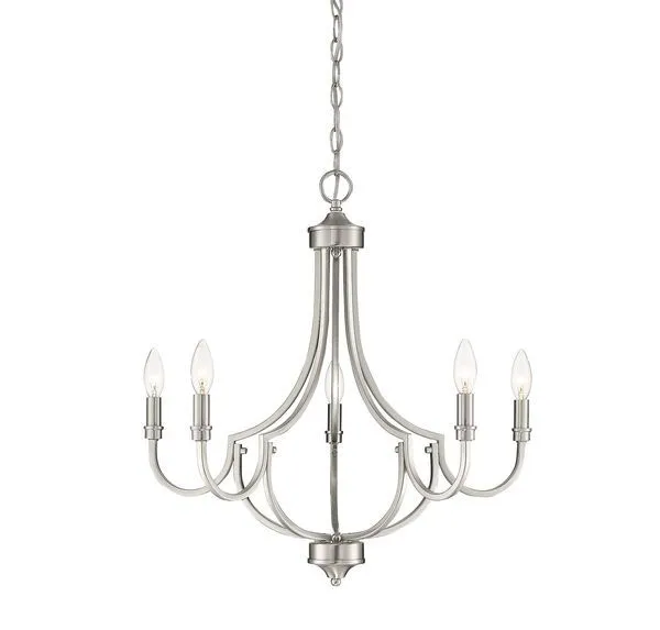 Product Image 1 for Auburn Satin Nickel 5 Light Chandelier from Savoy House 