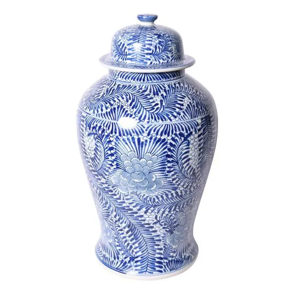 Product Image 1 for Blue & White Blooming Flower Porcelain Temple Jar from Legend of Asia