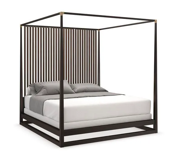 Product Image 1 for Black Wood Modern California King Pinstripe Bed from Caracole