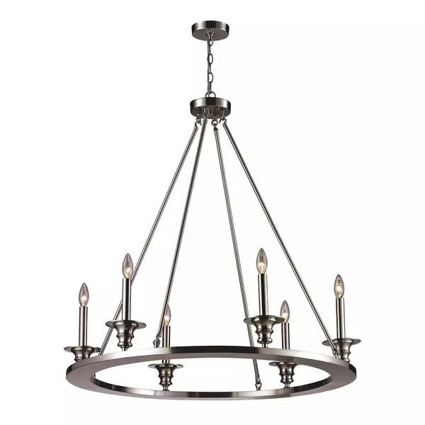 Product Image 1 for 6  Light Chandelier In Satin Nickel from Elk Lighting