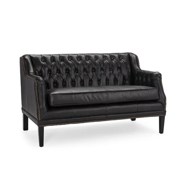 Product Image 1 for Essex Black Leather Loveseat from Regina Andrew Design