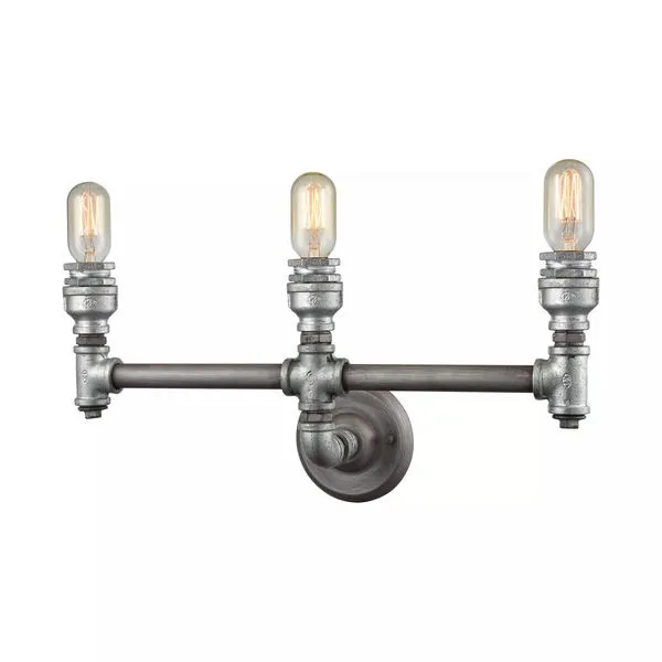 Product Image 1 for Cast Iron Pipe 3 Light Vanity In Weathered Zinc from Elk Lighting